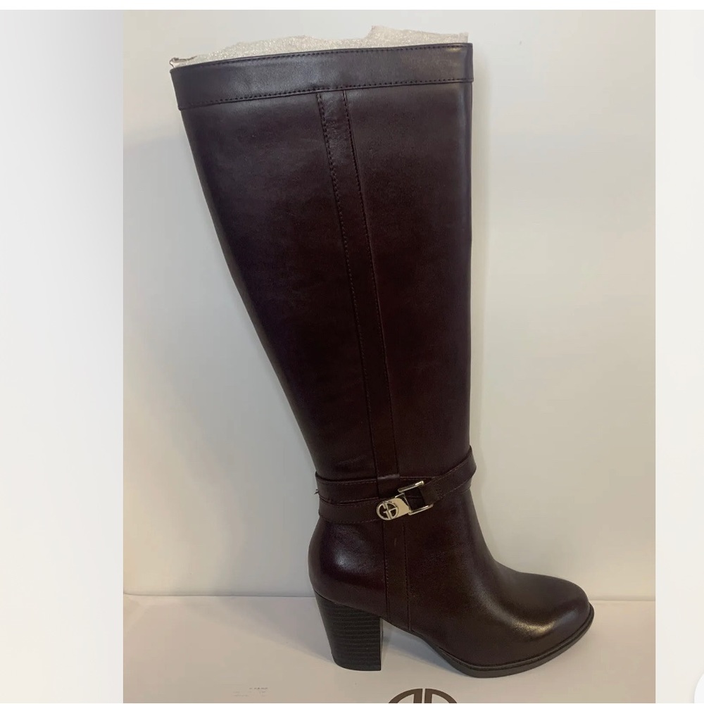 Giani Bernini Rozario Oxblood Leather Knee High Boots Size 5 M